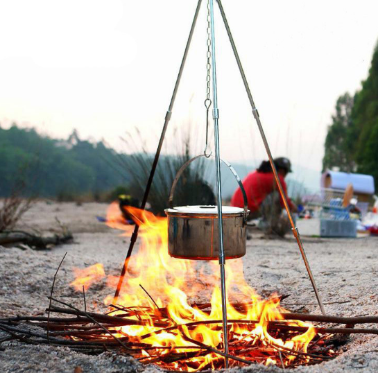 Camping en plein air feu de camp trépied suspendu pot pique-nique feu support en alliage d'aluminium trépied camping fournitures